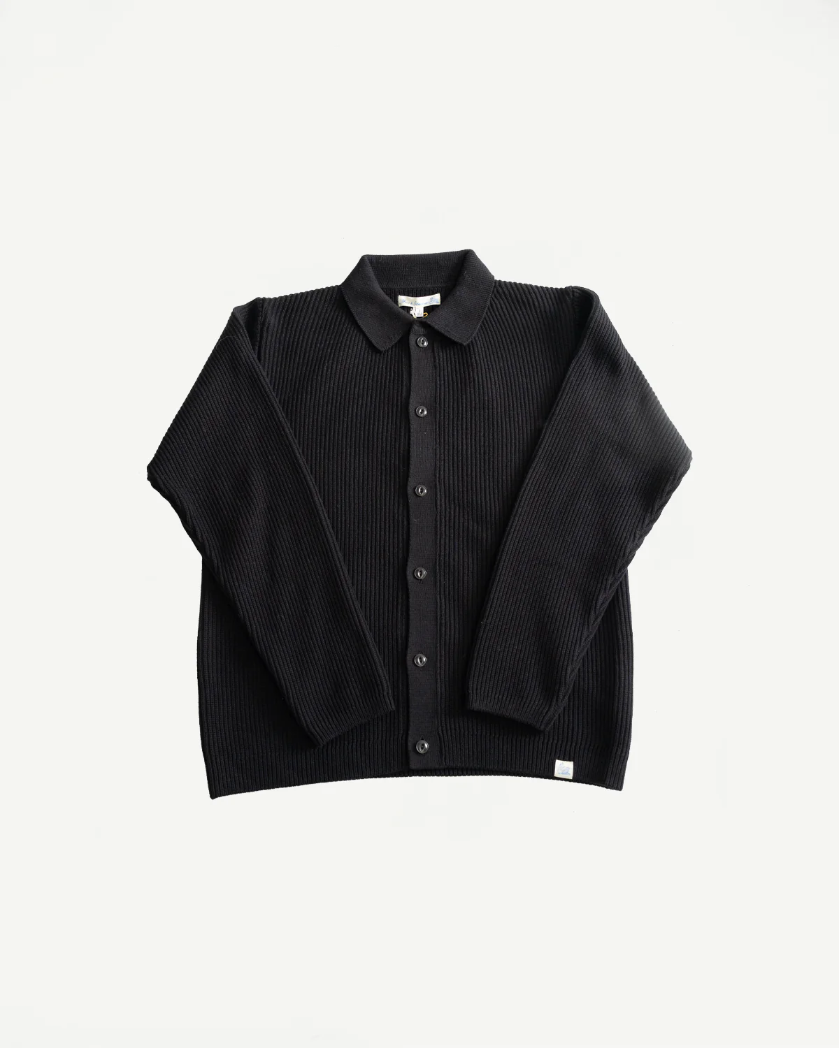 KNITSHIRT05.99 - Ribbed Cotton Long Sleeve Shirt - Deep Black