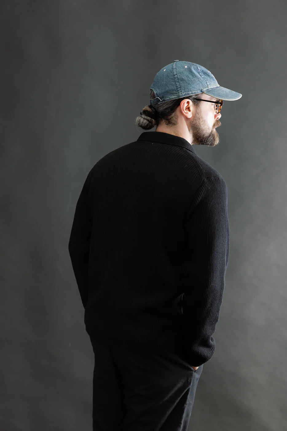 KNITSHIRT05.99 - Ribbed Cotton Long Sleeve Shirt - Deep Black - Image 11