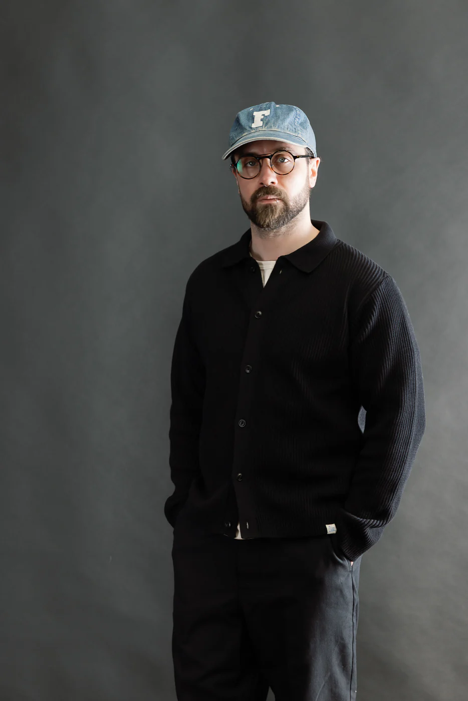 KNITSHIRT05.99 - Ribbed Cotton Long Sleeve Shirt - Deep Black - Image 14