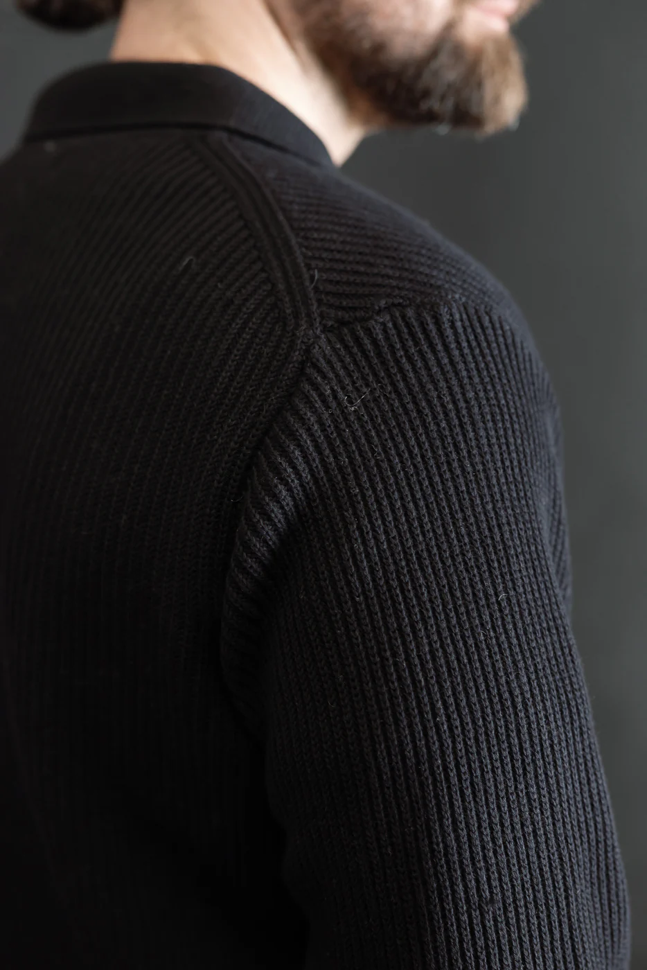 KNITSHIRT05.99 - Ribbed Cotton Long Sleeve Shirt - Deep Black - Image 18