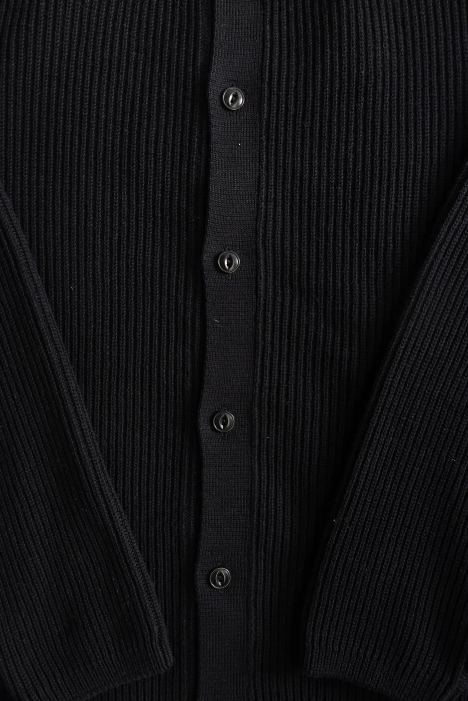 KNITSHIRT05.99 - Ribbed Cotton Long Sleeve Shirt - Deep Black - Image 3