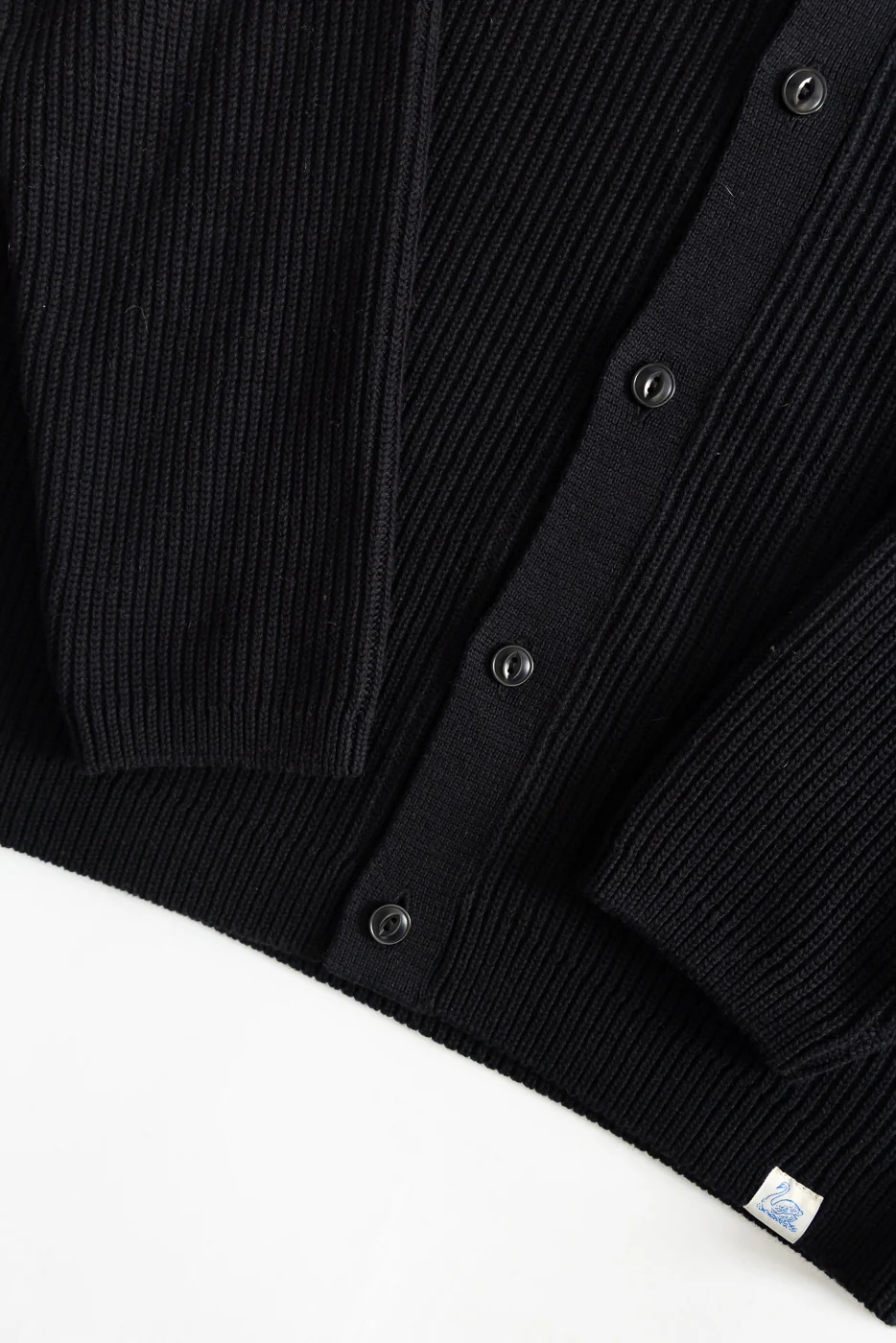 KNITSHIRT05.99 - Ribbed Cotton Long Sleeve Shirt - Deep Black - Image 4