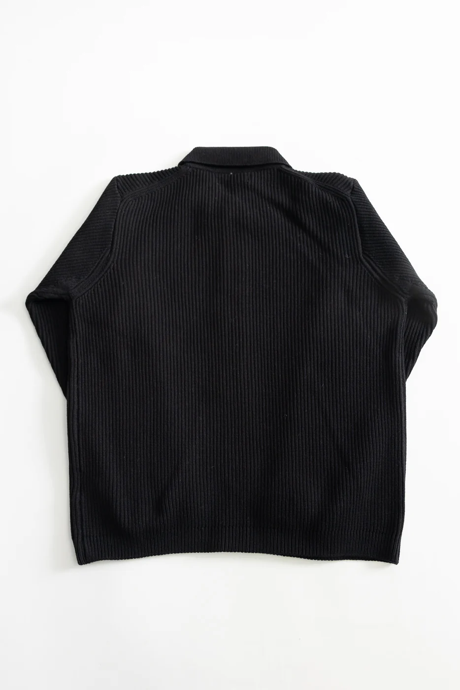 KNITSHIRT05.99 - Ribbed Cotton Long Sleeve Shirt - Deep Black - Image 5