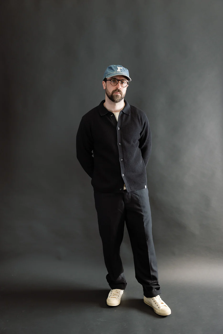 KNITSHIRT05.99 - Ribbed Cotton Long Sleeve Shirt - Deep Black - Image 6