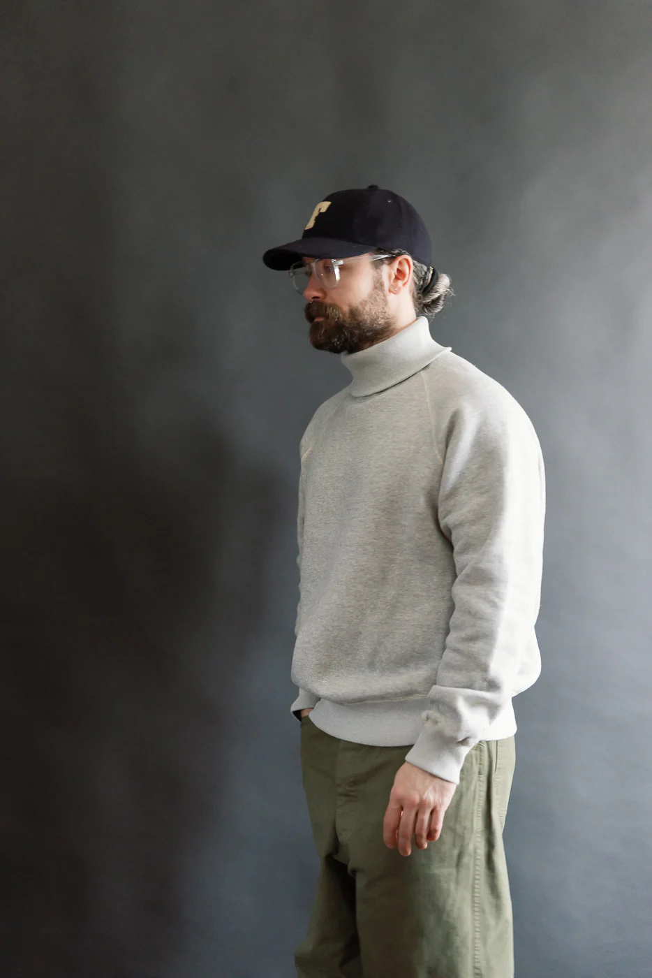 LCS1006 - Super Fluffy Knit Raglan Turtleneck - Old Melange Grey - Image 13
