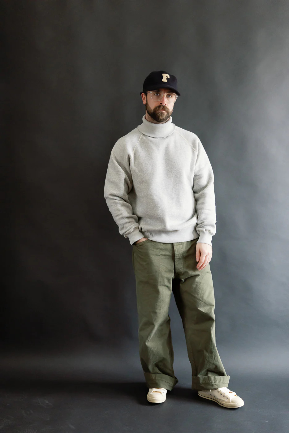 LCS1006 - Super Fluffy Knit Raglan Turtleneck - Old Melange Grey - Image 6