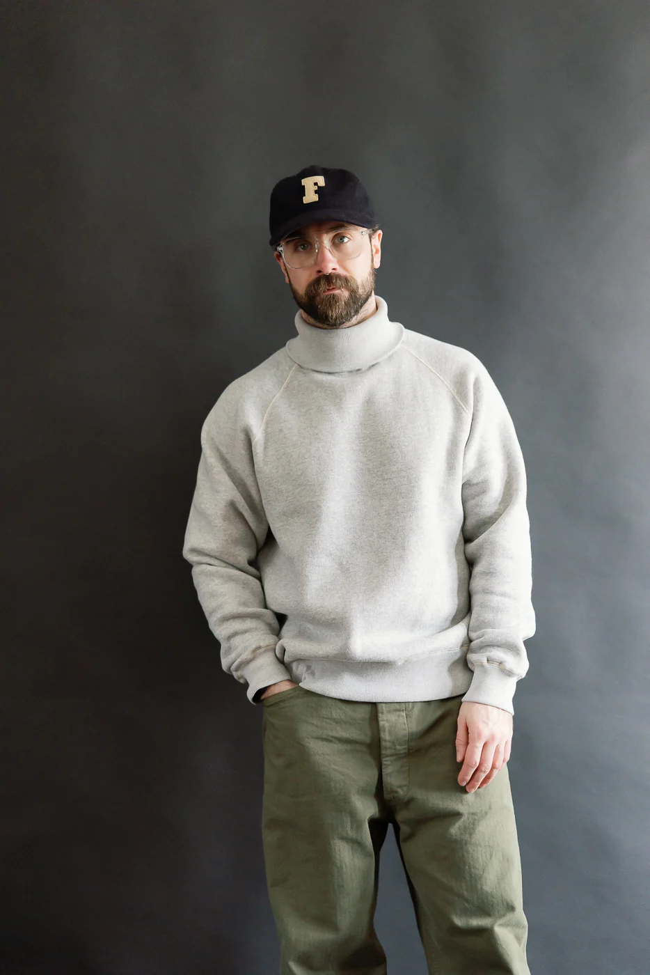 LCS1006 - Super Fluffy Knit Raglan Turtleneck - Old Melange Grey - Image 9