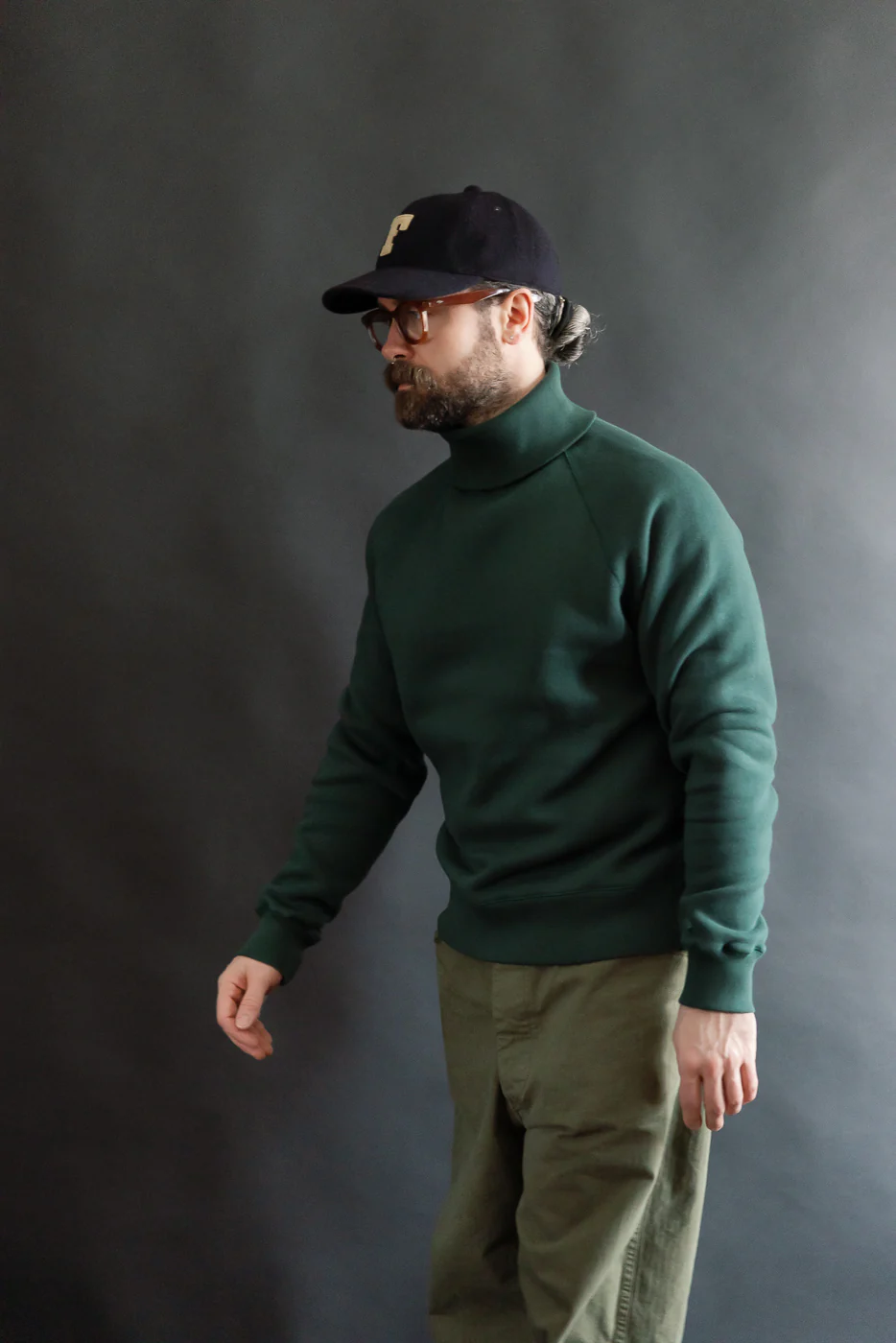 LCS1006 - Super Fluffy Knit Raglan Turtleneck - Vintage Forest Green - Image 12