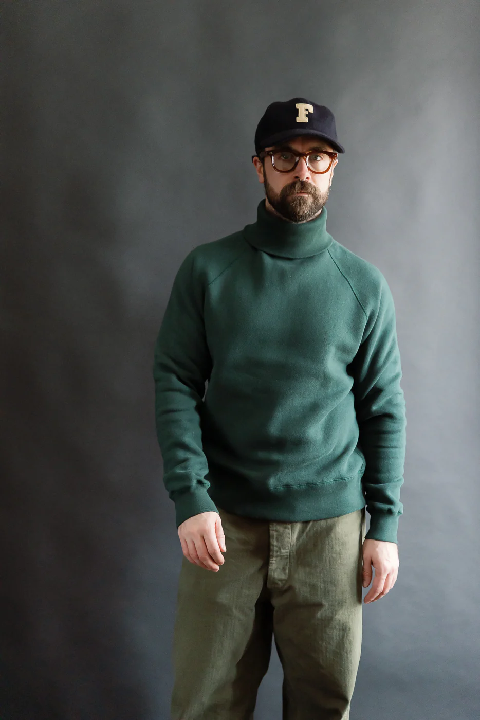 LCS1006 - Super Fluffy Knit Raglan Turtleneck - Vintage Forest Green - Image 13
