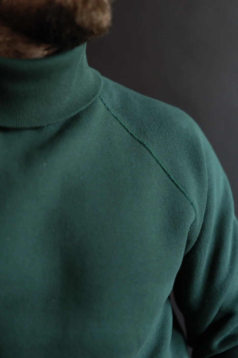 LCS1006 - Super Fluffy Knit Raglan Turtleneck - Vintage Forest Green - Image 15