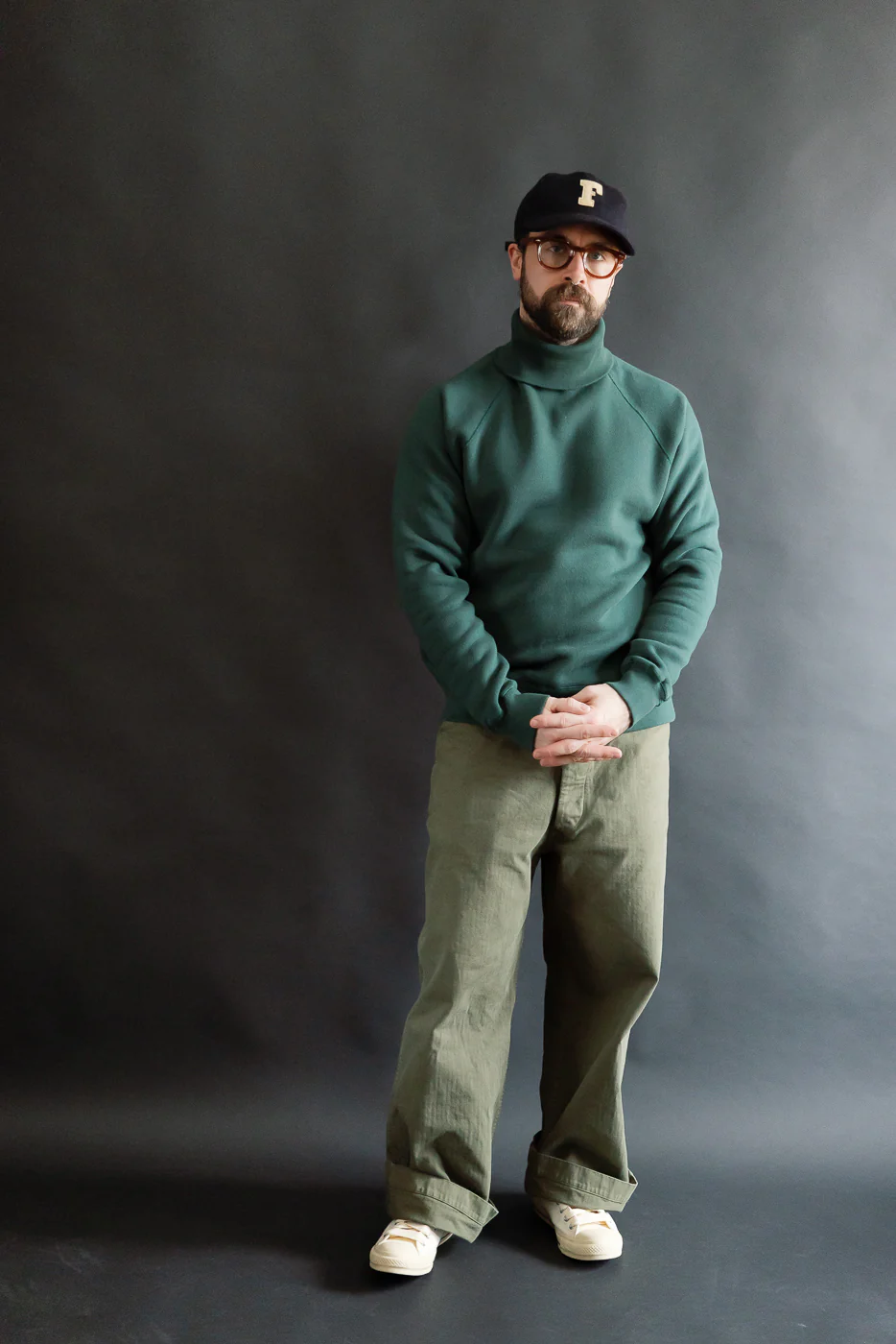 LCS1006 - Super Fluffy Knit Raglan Turtleneck - Vintage Forest Green - Image 5