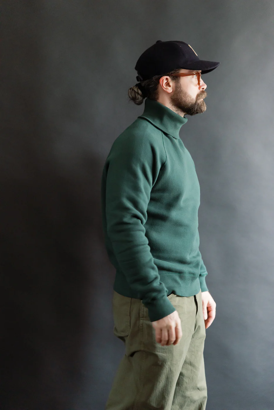 LCS1006 - Super Fluffy Knit Raglan Turtleneck - Vintage Forest Green - Image 9