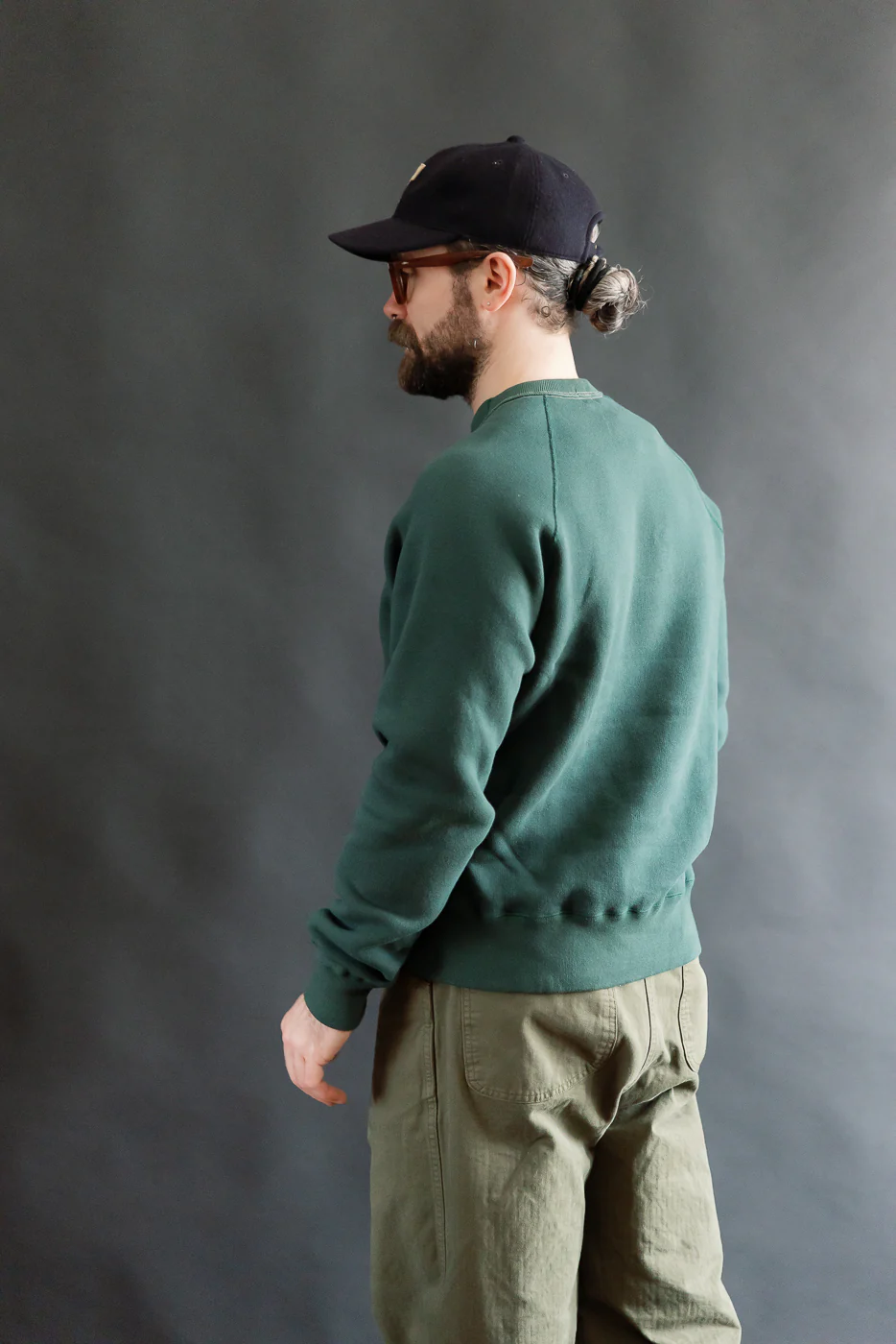 LCS1008 - Super Fluffy Knit Raglan V-Gusset Crew Neck - Vintage Forest Green - Image 11