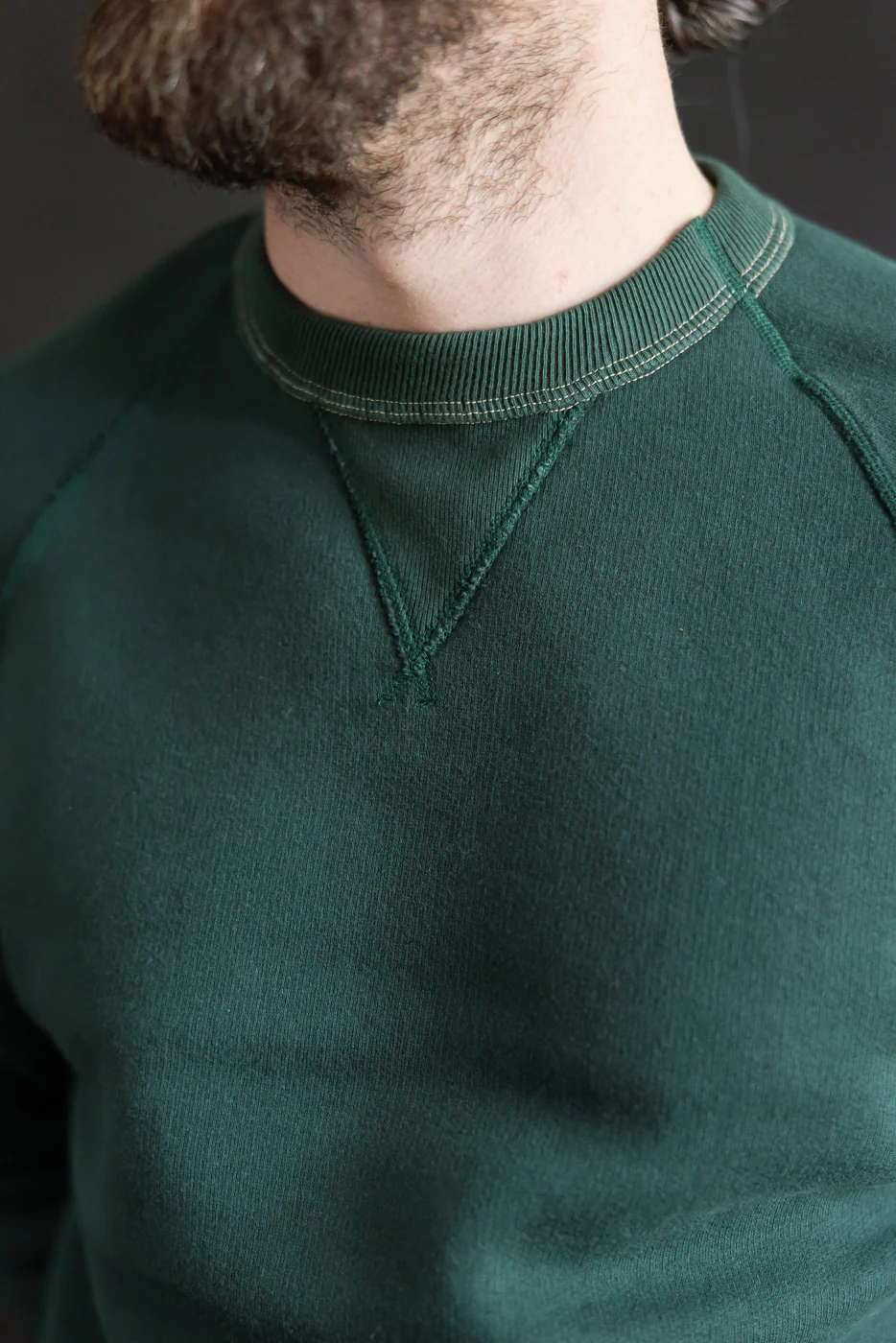 LCS1008 - Super Fluffy Knit Raglan V-Gusset Crew Neck - Vintage Forest Green - Image 15