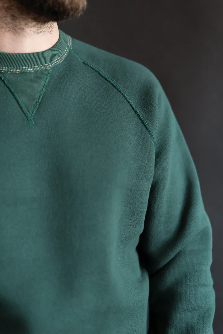 LCS1008 - Super Fluffy Knit Raglan V-Gusset Crew Neck - Vintage Forest Green - Image 16