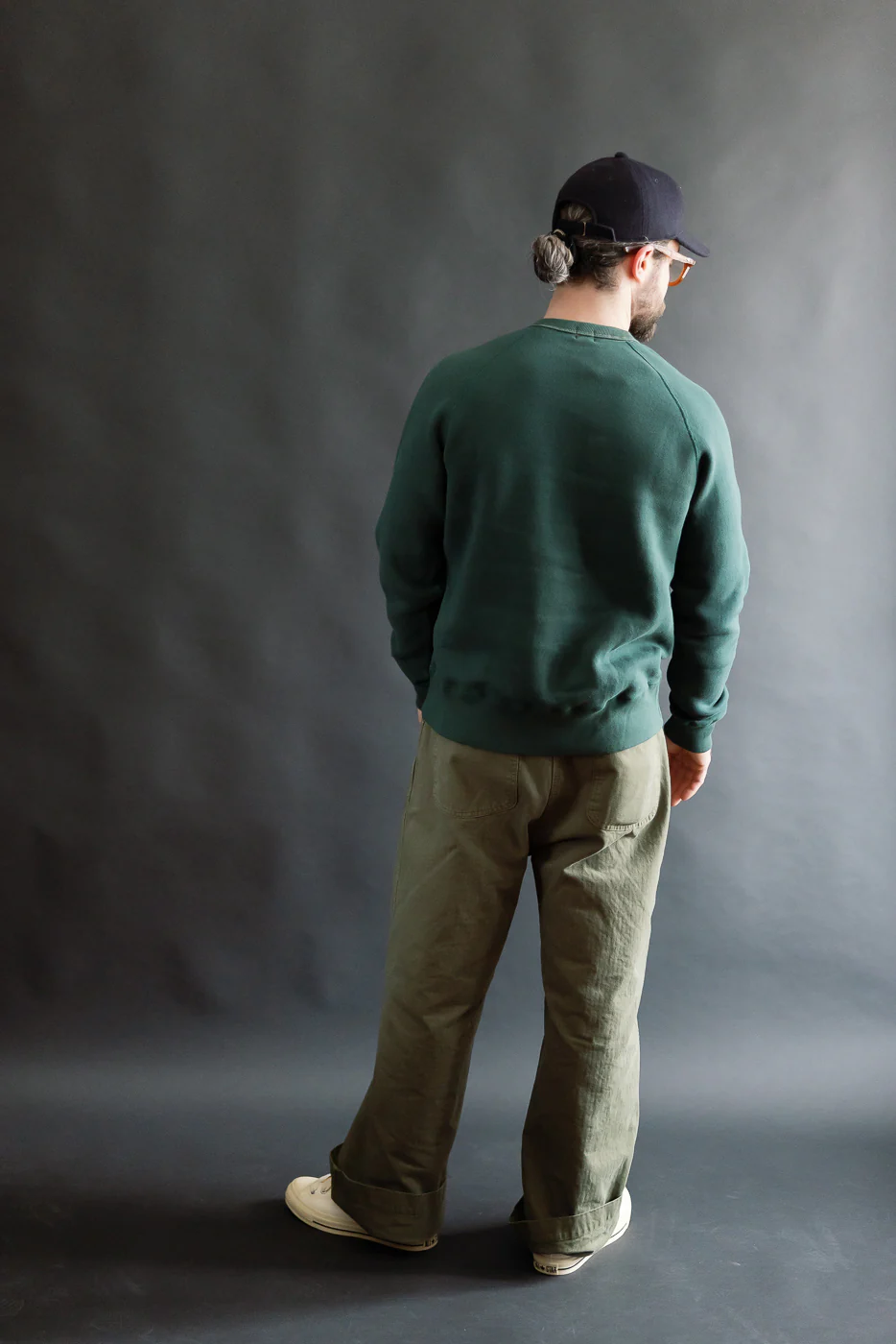 LCS1008 - Super Fluffy Knit Raglan V-Gusset Crew Neck - Vintage Forest Green - Image 7