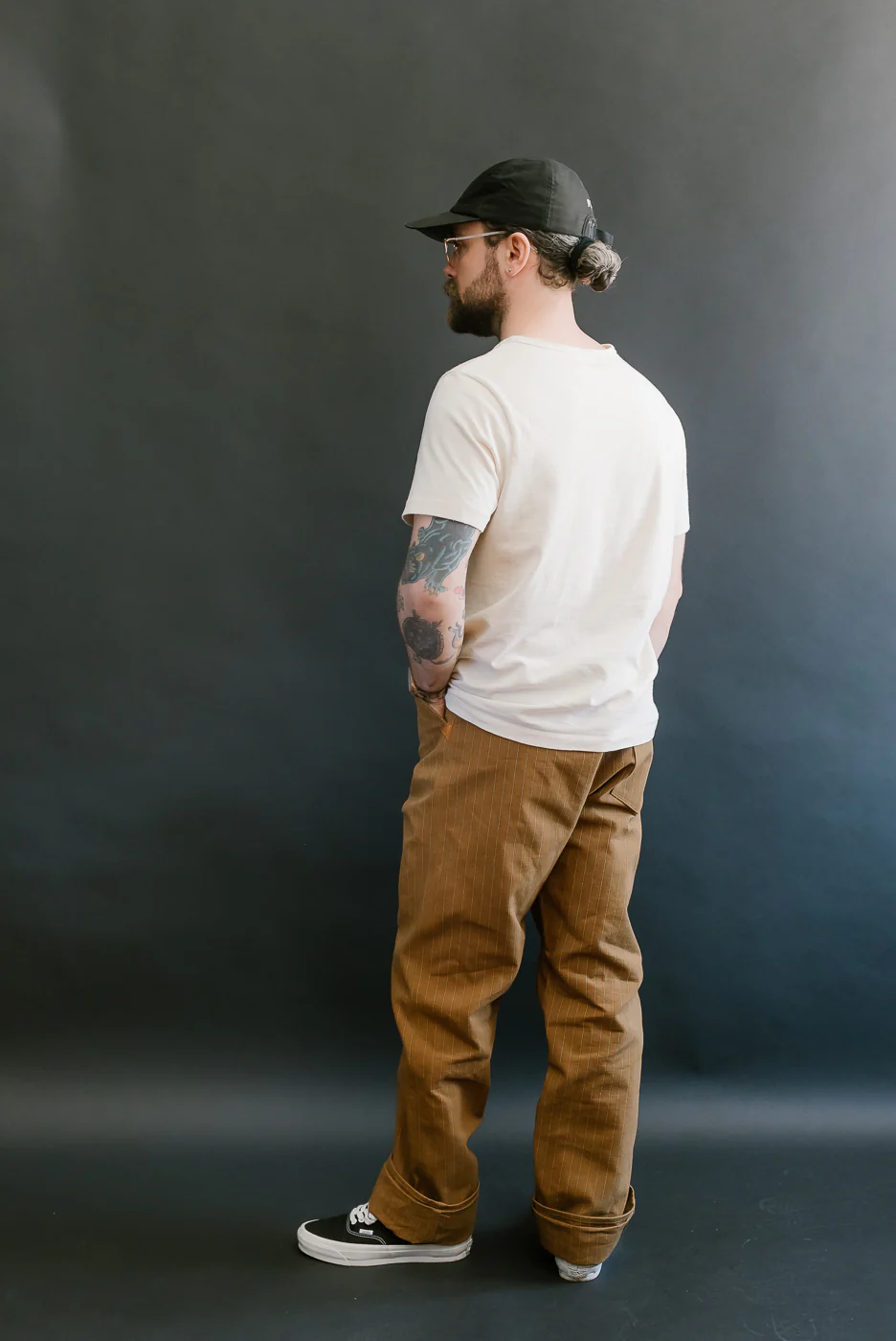 Lot 1228 - 1874 3-Pocket Greenebaum Heavy Leather Bound Overall Trousers - Duck Stripe - Image 11