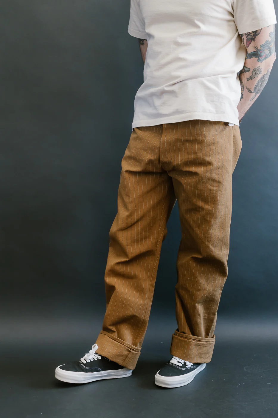 Lot 1228 - 1874 3-Pocket Greenebaum Heavy Leather Bound Overall Trousers - Duck Stripe - Image 13