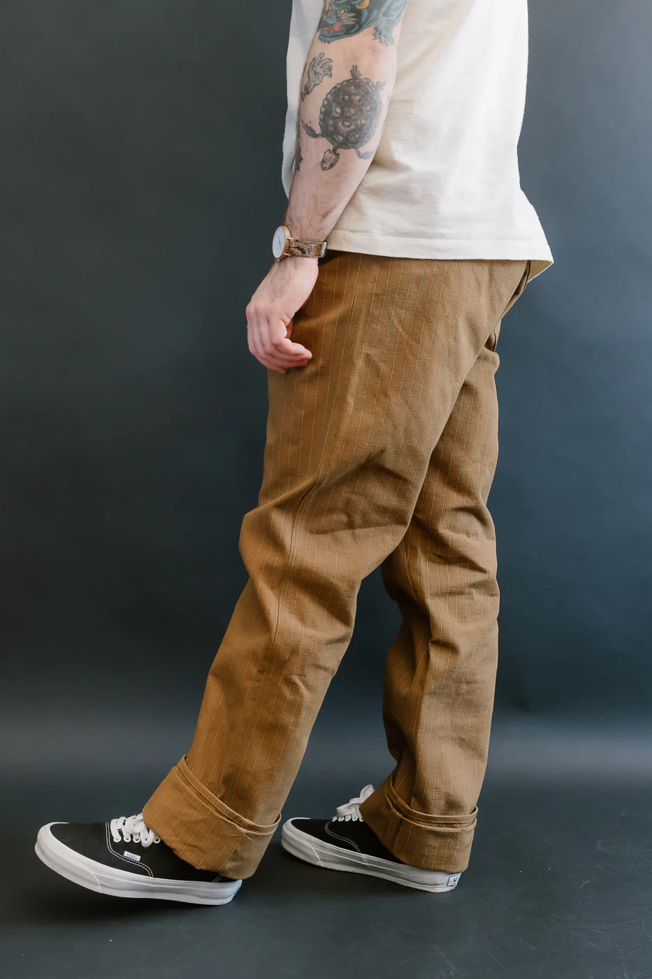 Lot 1228 - 1874 3-Pocket Greenebaum Heavy Leather Bound Overall Trousers - Duck Stripe - Image 14
