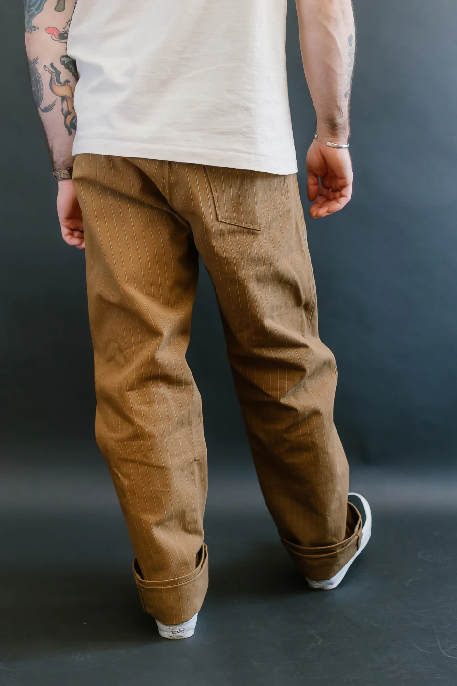 Lot 1228 - 1874 3-Pocket Greenebaum Heavy Leather Bound Overall Trousers - Duck Stripe - Image 15