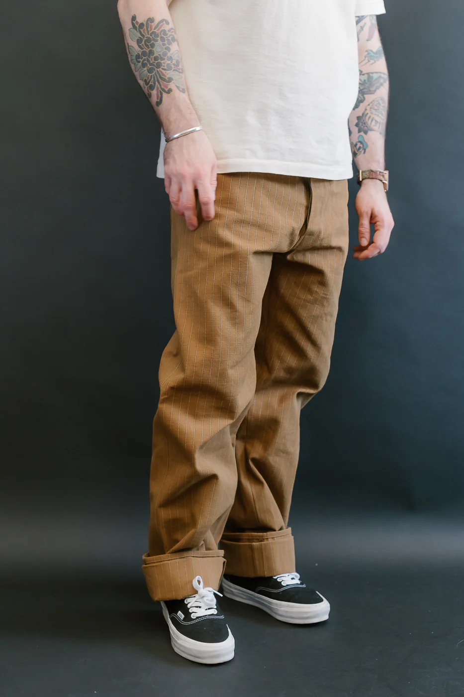 Lot 1228 - 1874 3-Pocket Greenebaum Heavy Leather Bound Overall Trousers - Duck Stripe - Image 17