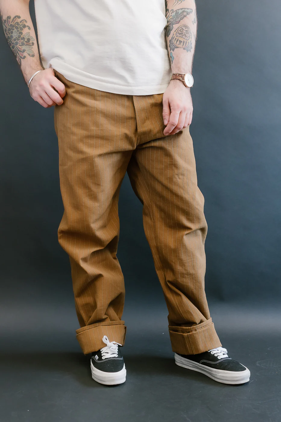 Lot 1228 - 1874 3-Pocket Greenebaum Heavy Leather Bound Overall Trousers - Duck Stripe - Image 18