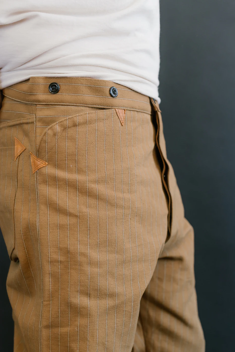 Lot 1228 - 1874 3-Pocket Greenebaum Heavy Leather Bound Overall Trousers - Duck Stripe - Image 21