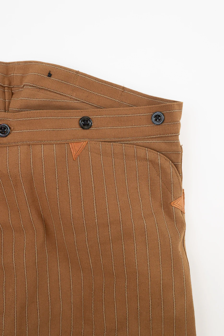 Lot 1228 - 1874 3-Pocket Greenebaum Heavy Leather Bound Overall Trousers - Duck Stripe - Image 4
