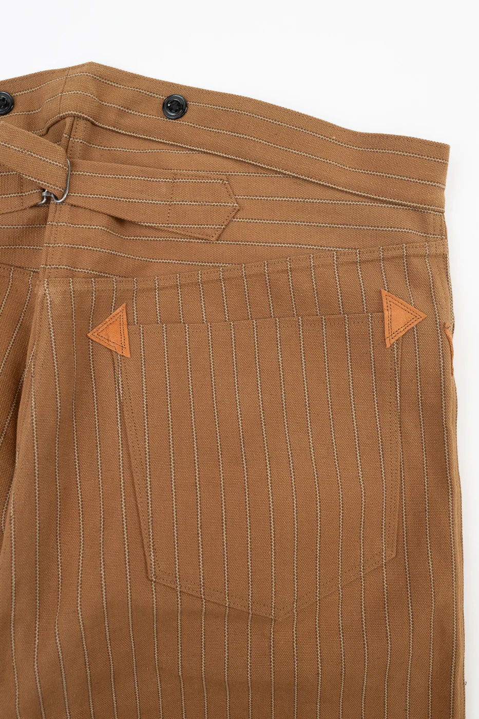Lot 1228 - 1874 3-Pocket Greenebaum Heavy Leather Bound Overall Trousers - Duck Stripe - Image 5