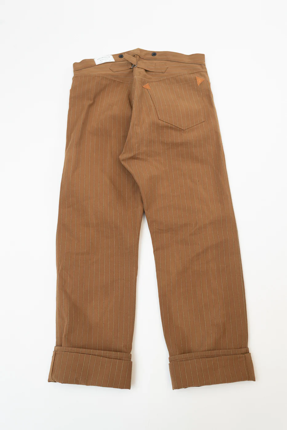 Lot 1228 - 1874 3-Pocket Greenebaum Heavy Leather Bound Overall Trousers - Duck Stripe - Image 7