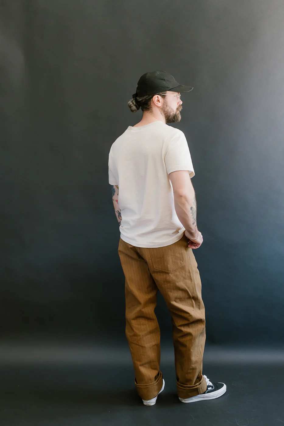 Lot 1228 - 1874 3-Pocket Greenebaum Heavy Leather Bound Overall Trousers - Duck Stripe - Image 9