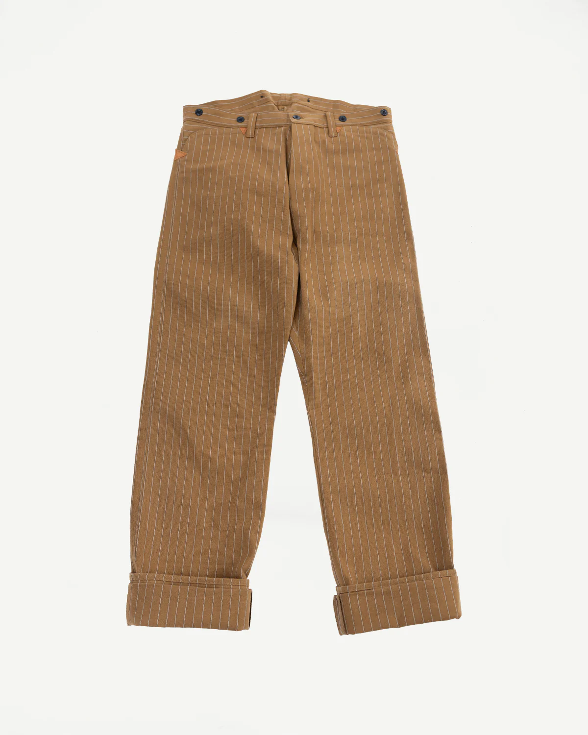 Lot 1229 - 1900 4-Pocket Greenebaum Heavy Leather Bound Overall Trousers - Duck Stripe