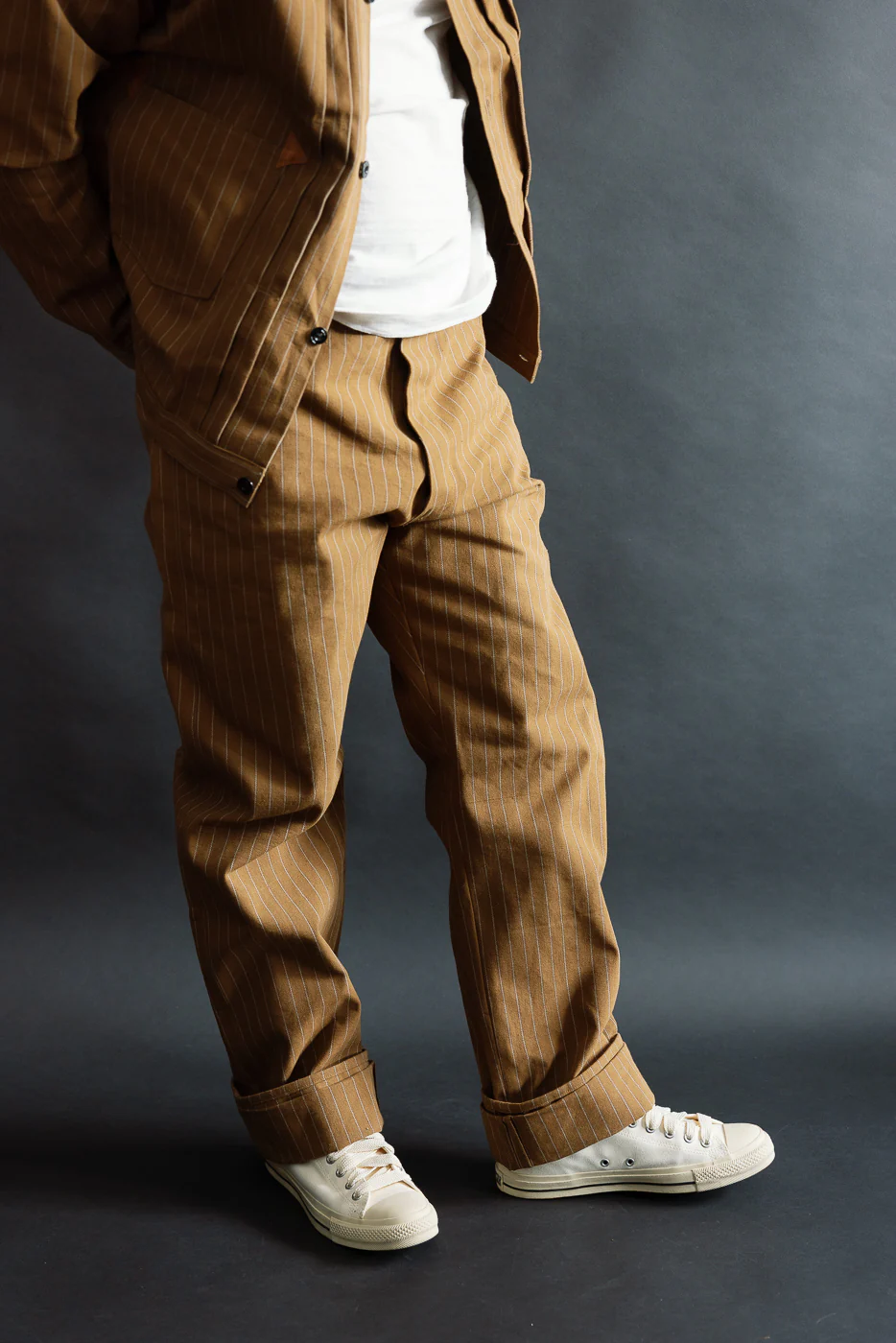 Lot 1229 - 1900 4-Pocket Greenebaum Heavy Leather Bound Overall Trousers - Duck Stripe - Image 11