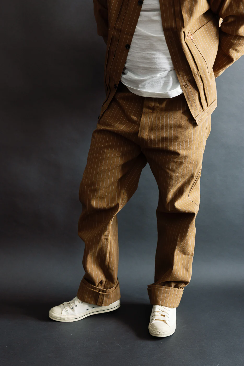 Lot 1229 - 1900 4-Pocket Greenebaum Heavy Leather Bound Overall Trousers - Duck Stripe - Image 14