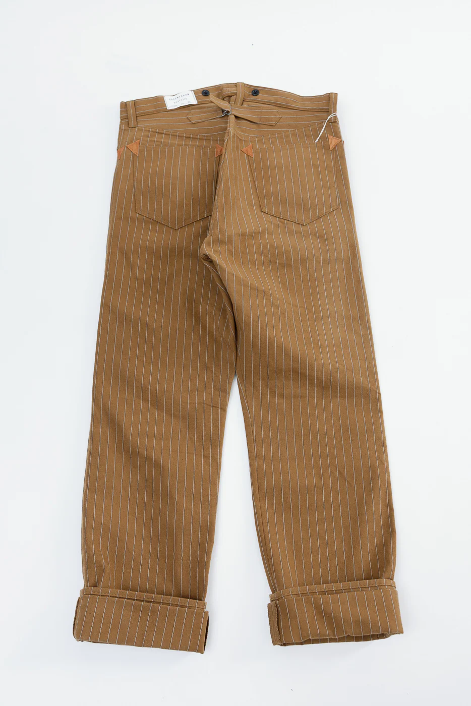 Lot 1229 - 1900 4-Pocket Greenebaum Heavy Leather Bound Overall Trousers - Duck Stripe - Image 6
