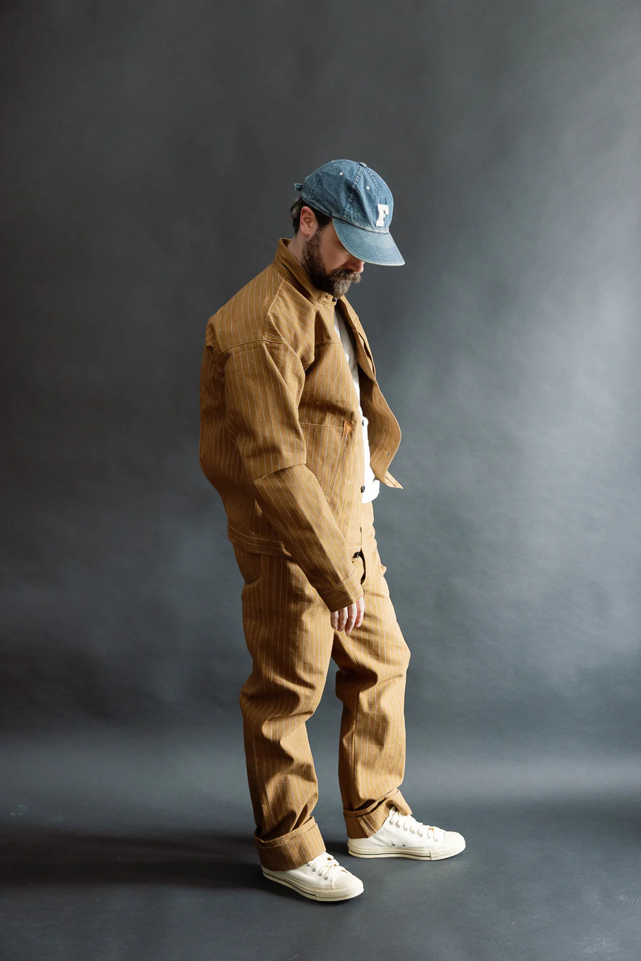 Lot 1229 - 1900 4-Pocket Greenebaum Heavy Leather Bound Overall Trousers - Duck Stripe - Image 8