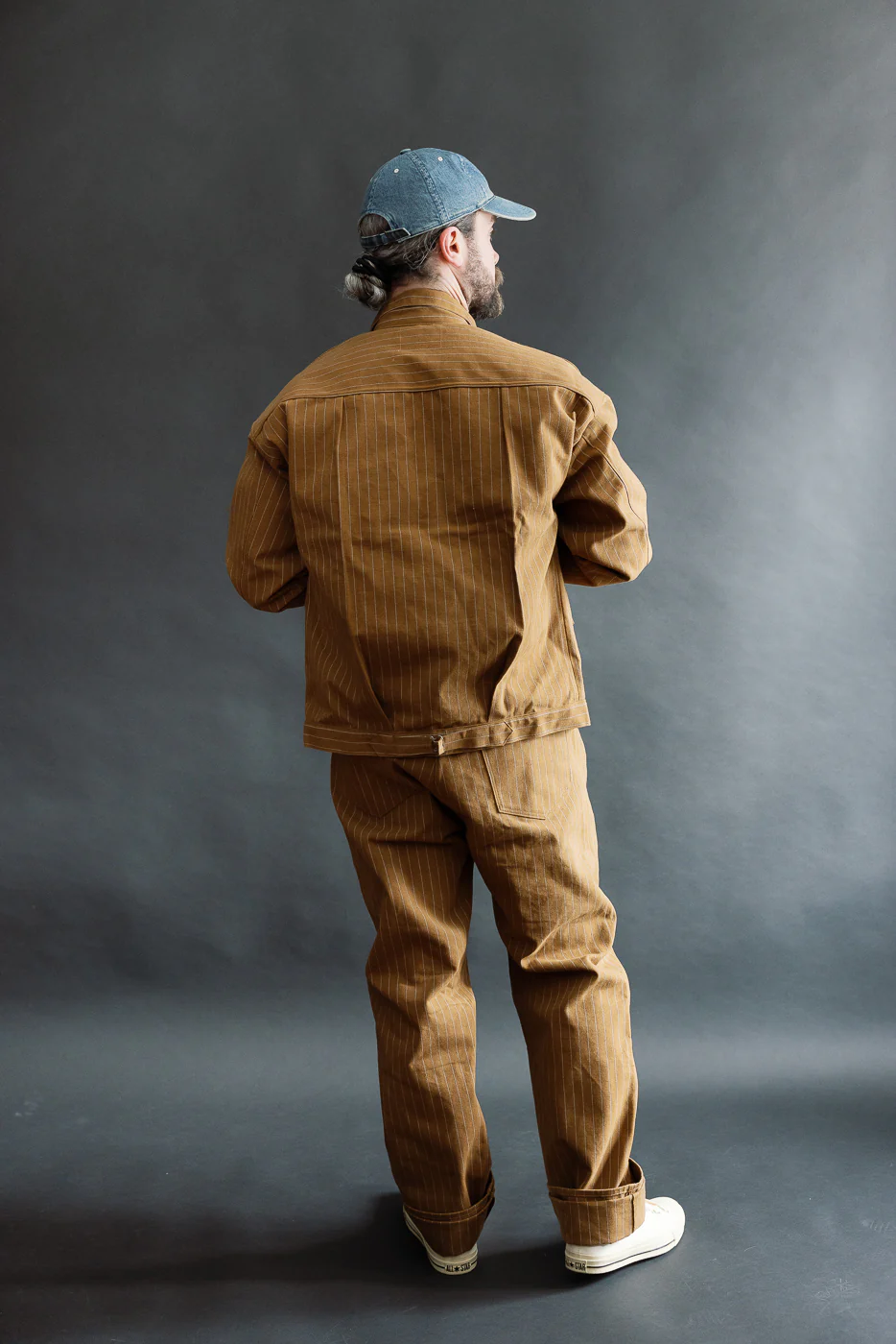 Lot 1229 - 1900 4-Pocket Greenebaum Heavy Leather Bound Overall Trousers - Duck Stripe - Image 9