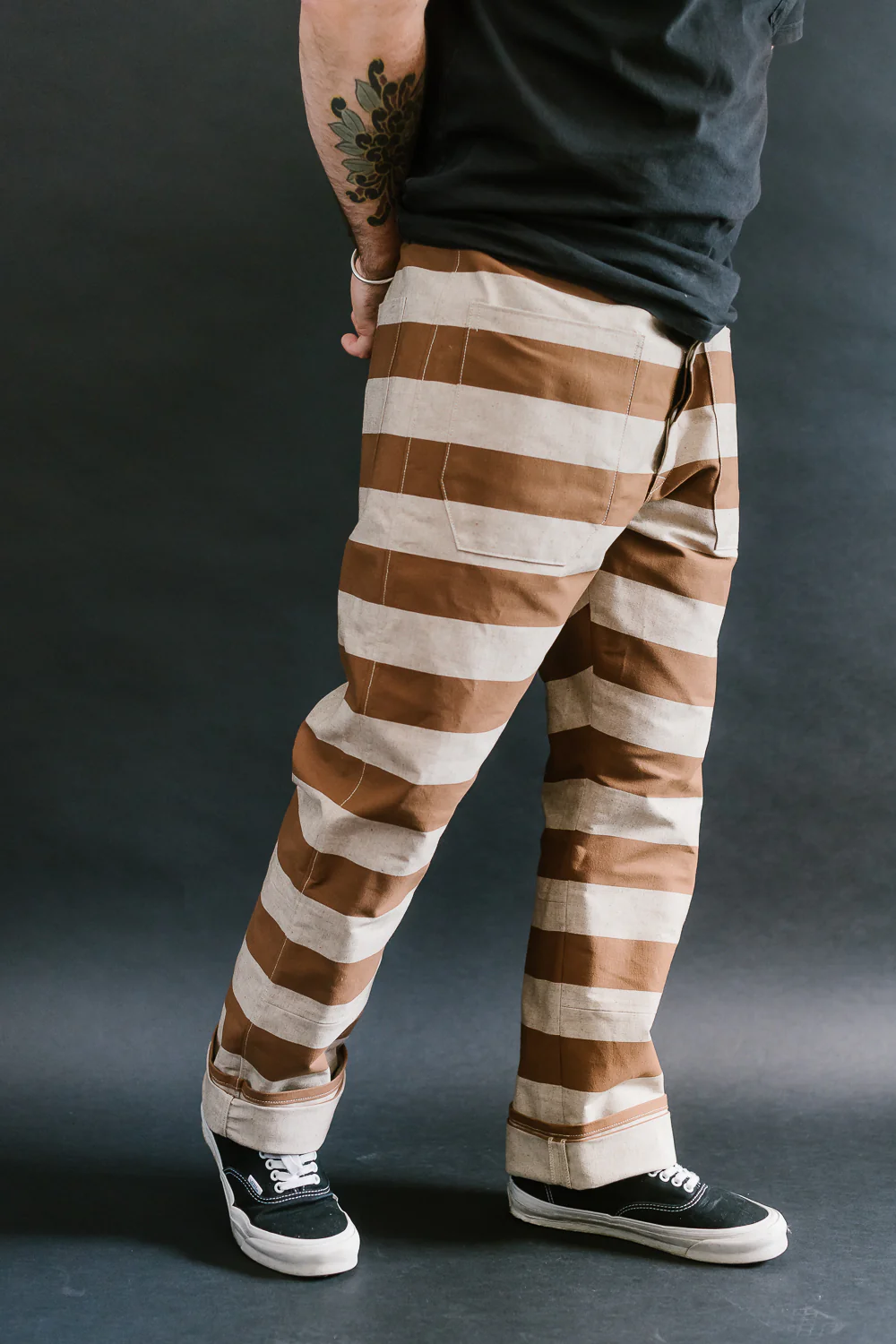 Lot 1230 - Striped Prisoner Pants - Brown - Image 11