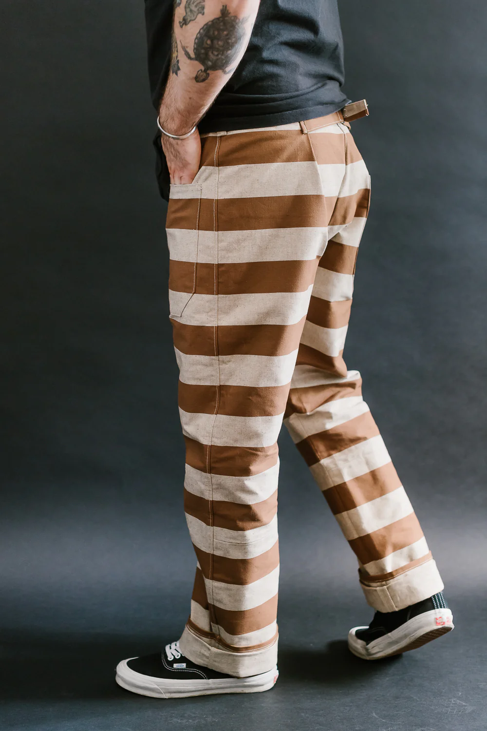 Lot 1230 - Striped Prisoner Pants - Brown - Image 14
