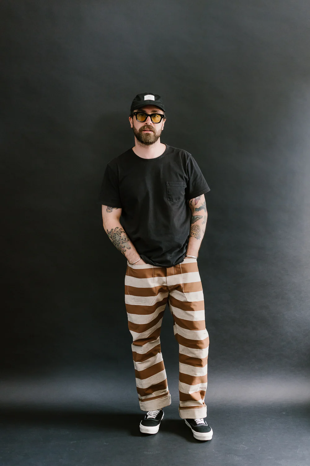 Lot 1230 - Striped Prisoner Pants - Brown - Image 5