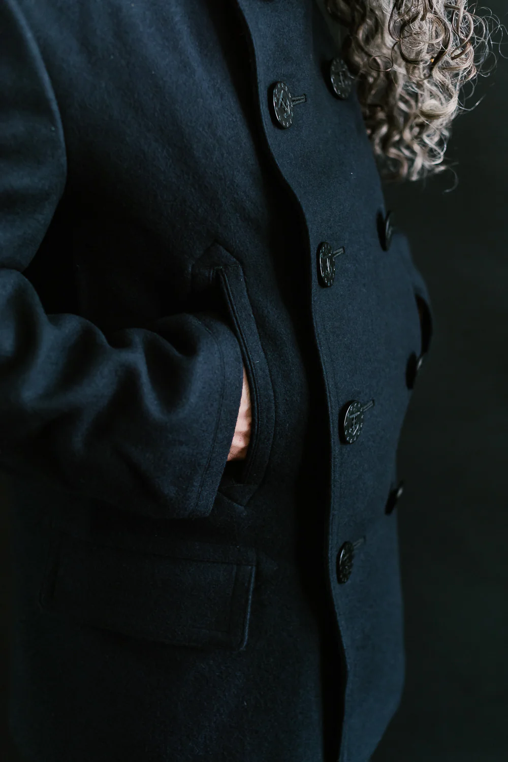Lot 2205 - 1920's WW1 Style US Navy 13 Stars Melton Wool Pea Coat - Navy - Image 24
