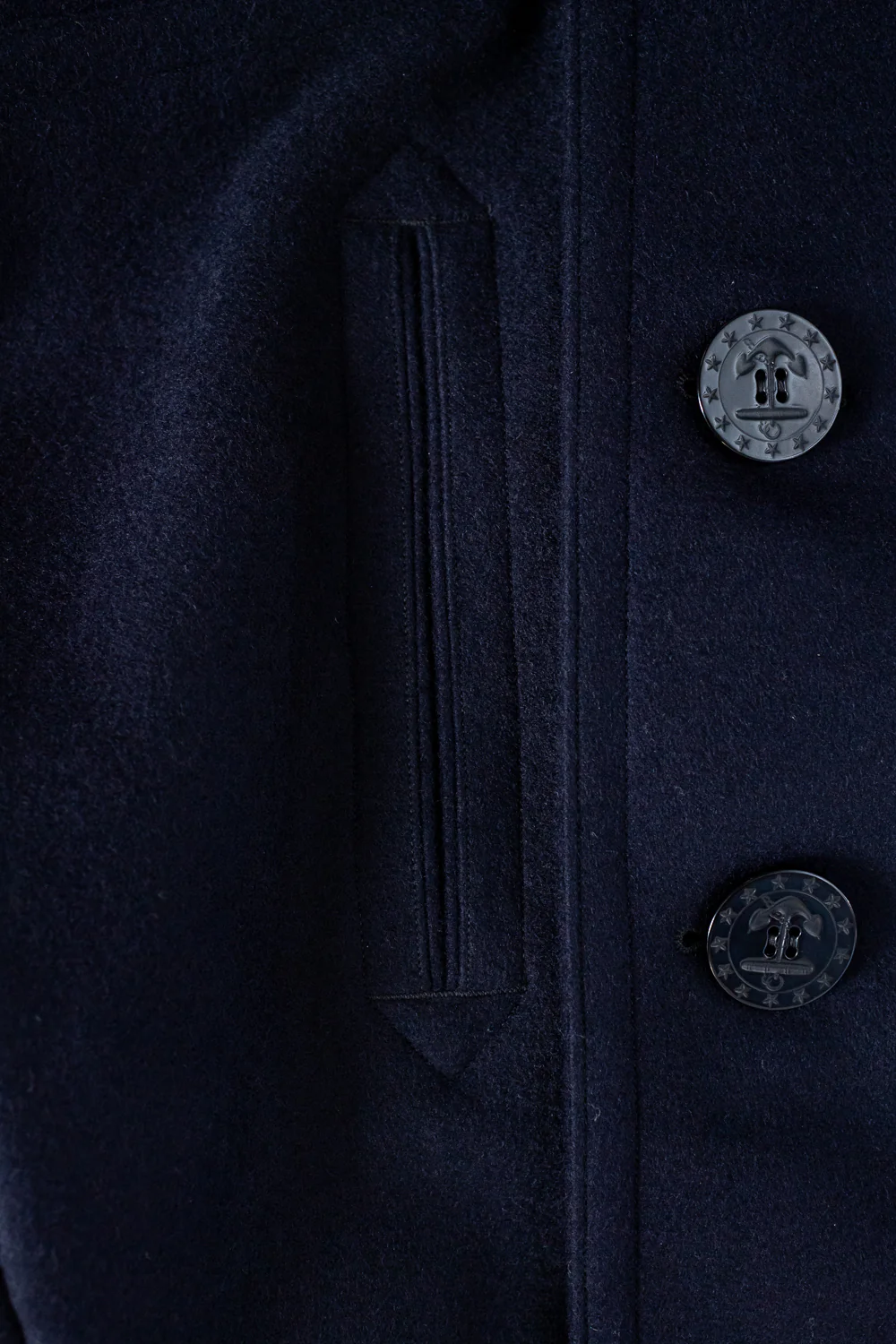 Lot 2205 - 1920's WW1 Style US Navy 13 Stars Melton Wool Pea Coat - Navy - Image 5