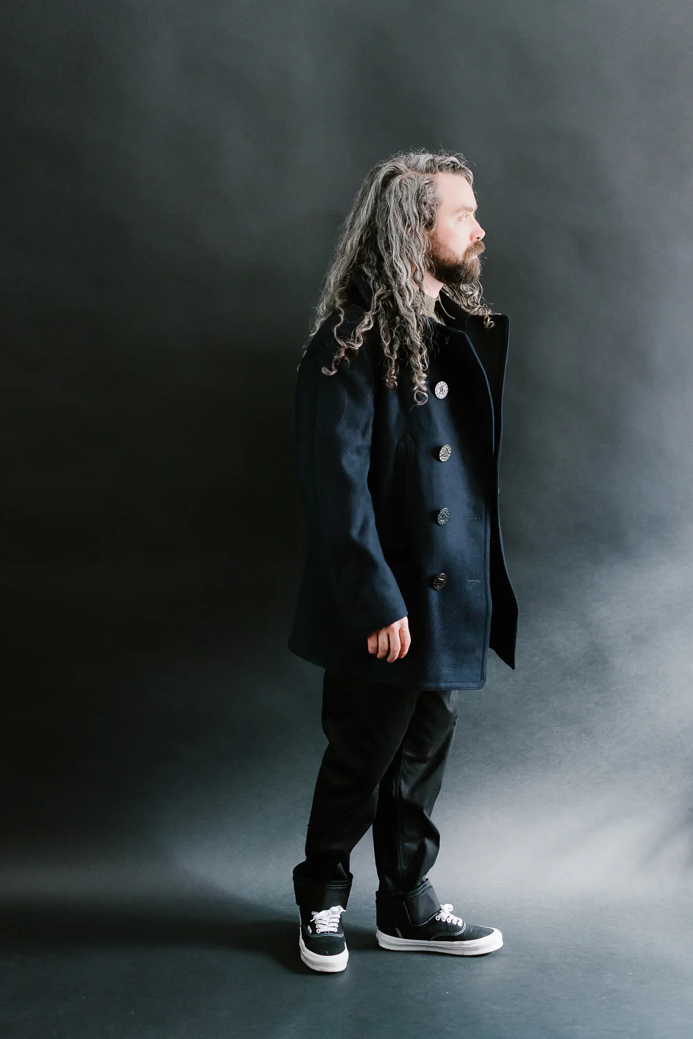 Lot 2205 - 1920's WW1 Style US Navy 13 Stars Melton Wool Pea Coat - Navy - Image 9