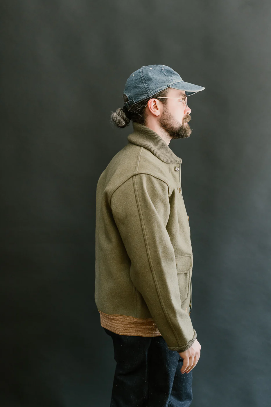Lot 2233 - A-1 Style Melton Wool Jacket - OD Green - Image 10