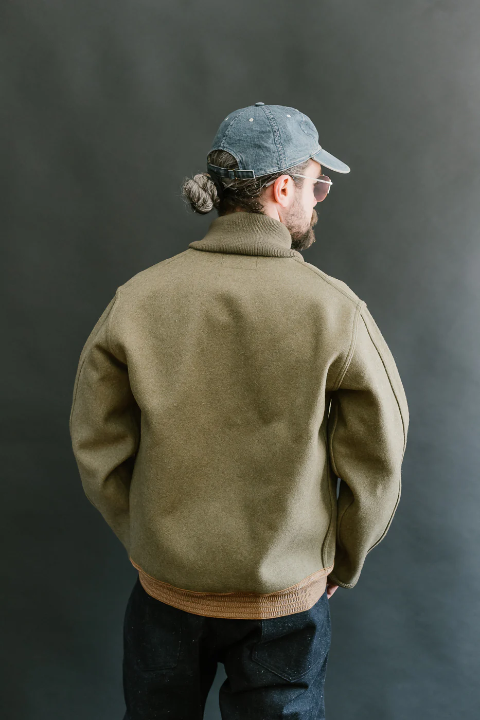 Lot 2233 - A-1 Style Melton Wool Jacket - OD Green - Image 11
