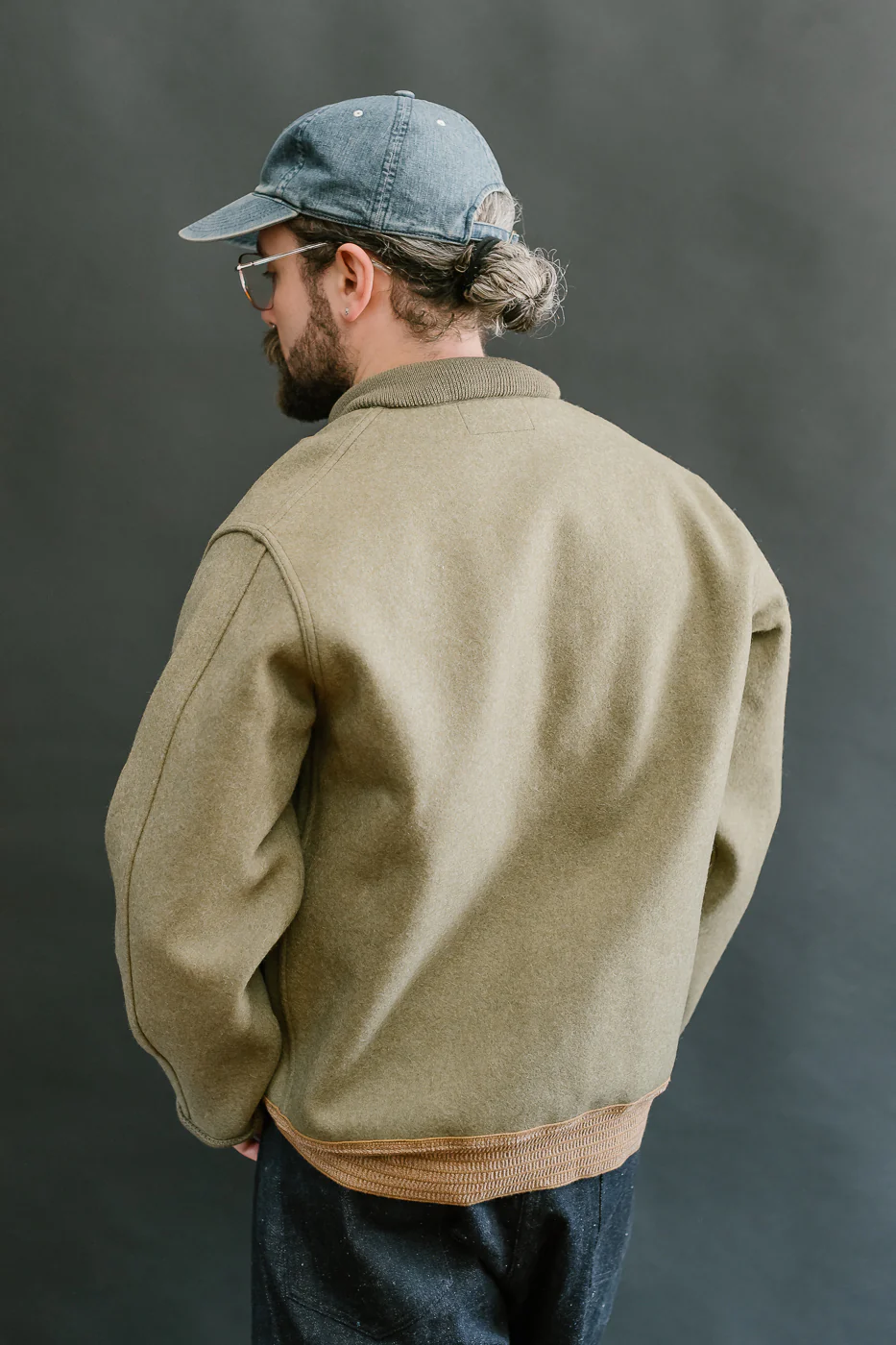 Lot 2233 - A-1 Style Melton Wool Jacket - OD Green - Image 12