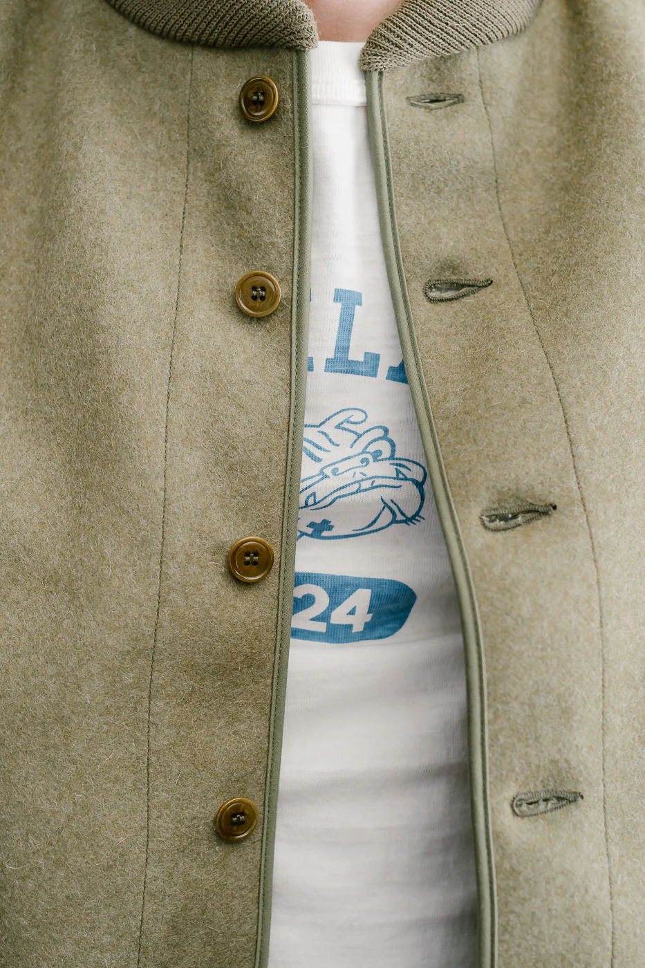 Lot 2233 - A-1 Style Melton Wool Jacket - OD Green - Image 15