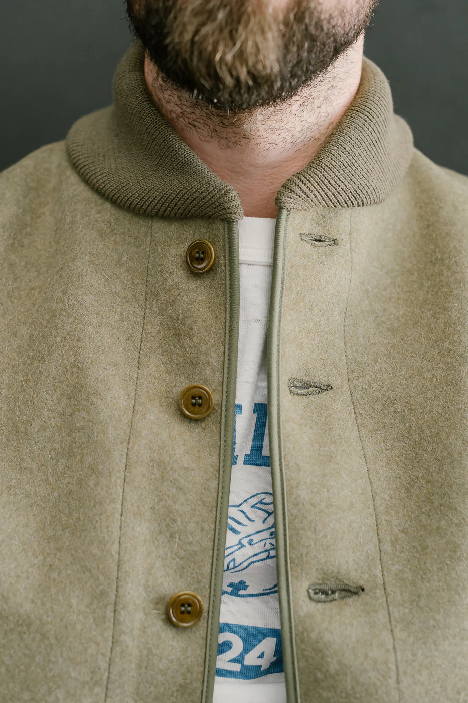 Lot 2233 - A-1 Style Melton Wool Jacket - OD Green - Image 16
