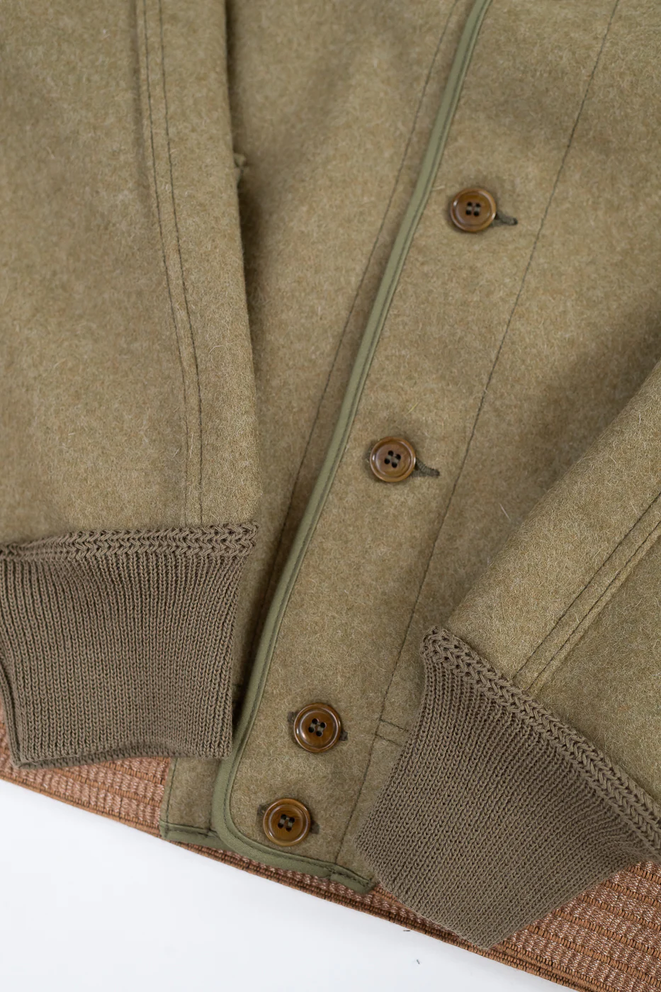 Lot 2233 - A-1 Style Melton Wool Jacket - OD Green - Image 4