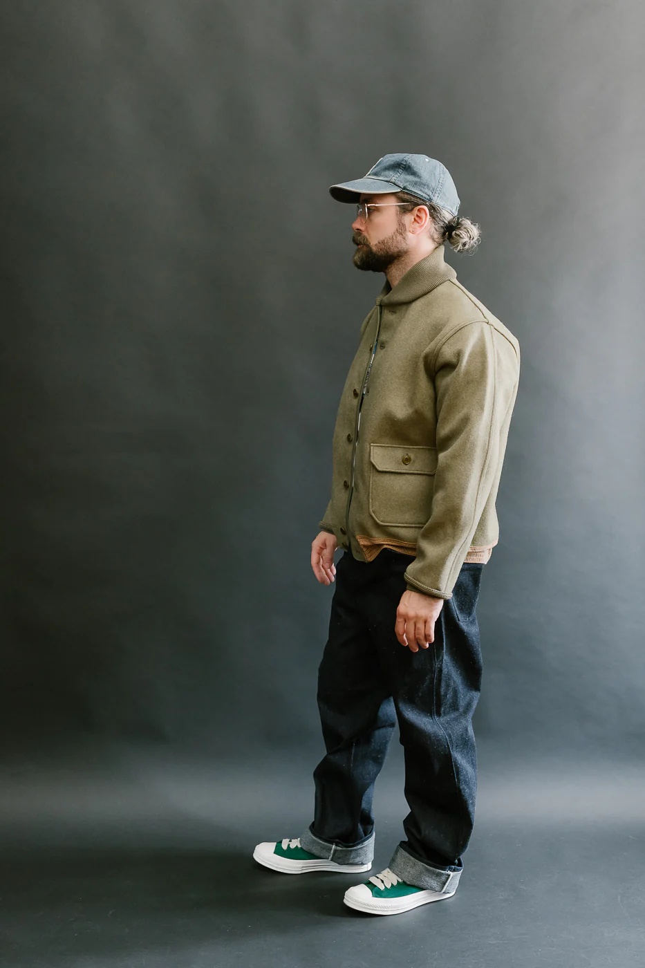 Lot 2233 - A-1 Style Melton Wool Jacket - OD Green - Image 7